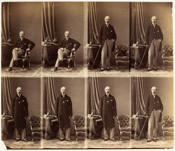 André Adolphe Eugène Disdéri - M. Plowden en huit poses, deux assis et six en pi...