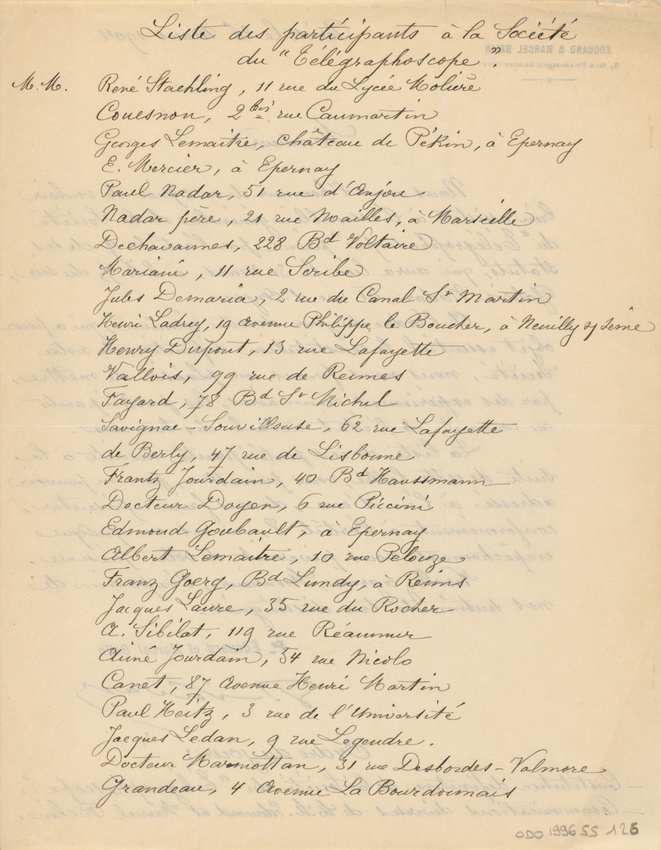 Paul Nadar - Lettre manuscrite de Paul Nadar invitant à la participation à la ré...