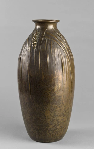 Grand vase à décor d'épis de blé - Lucien Bonvallet