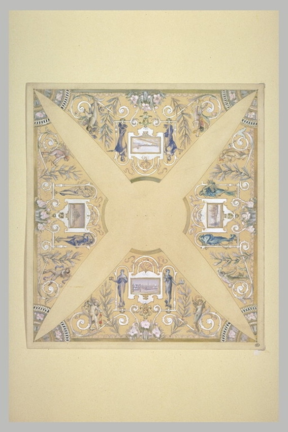 Luc Olivier Merson - Etude pour un plafond à quatre compartiments