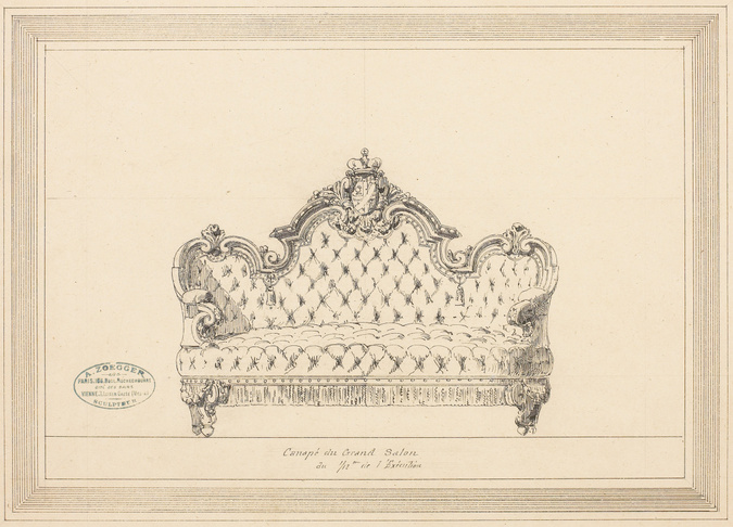 Antoine Zoegger - Canapé du grand salon du palais Nathaniel de Rothschild à Vien...