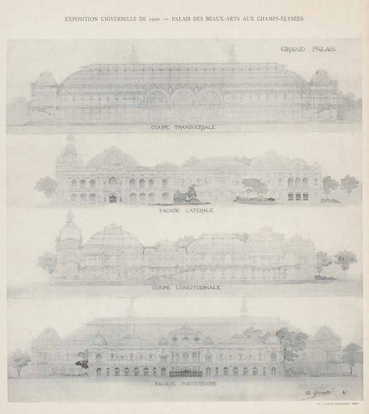 Charles Girault - Projet de 1896 pour le Grand Palais des Beaux-Arts à l'Exposit...