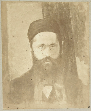 Anonyme - Photographie d'une peinture de Carlo Bugatti : portrait d'un homme bar...