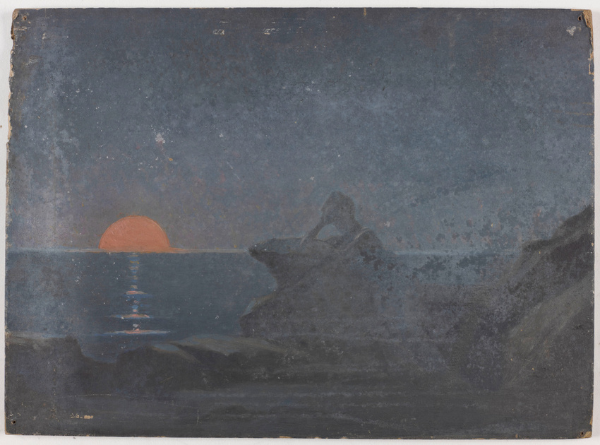 Alphonse Osbert - Femme couchée au bord de la mer, soleil orange