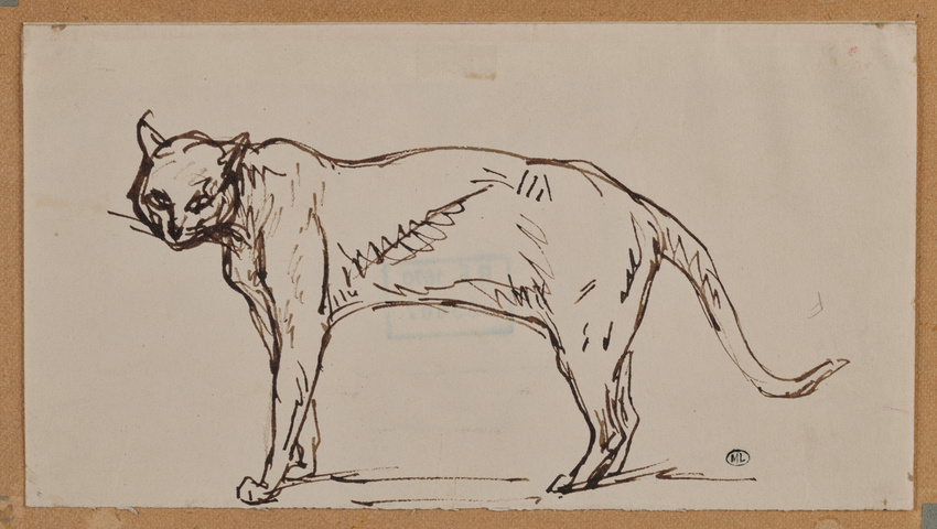 Théophile Alexandre Steinlen - Chat debout de profil à gauche