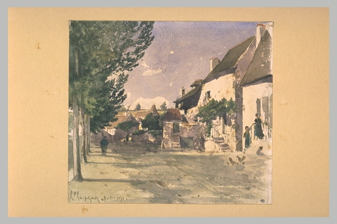 Henri Harpignies - Vue du village d'Hérisson