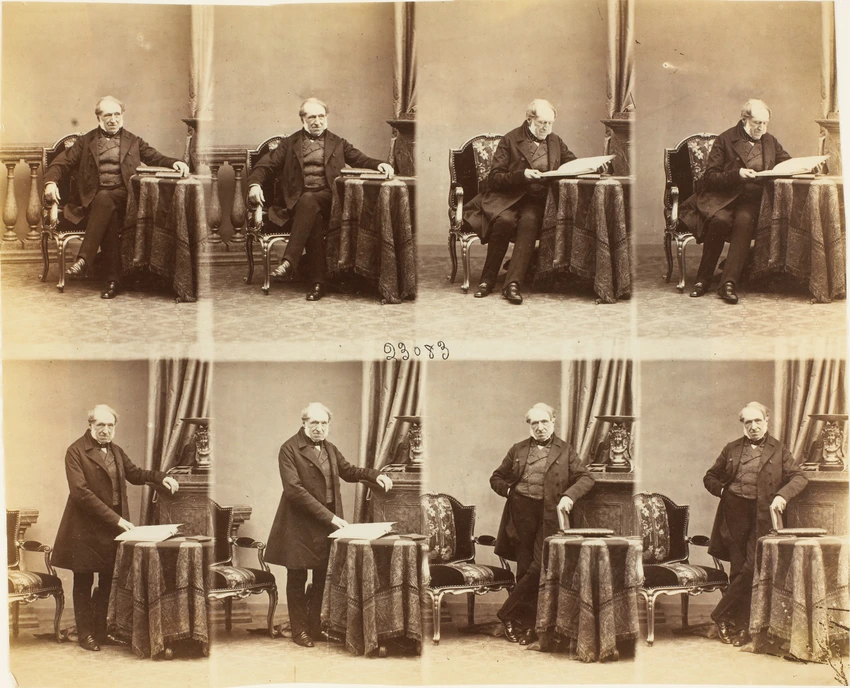 André Adolphe Eugène Disdéri - Lord Cranworth en huit poses, quatre assis, quatr...