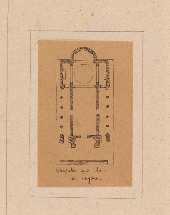 Edouard Villain - Plan d'une chapelle sur le lac de Lugano