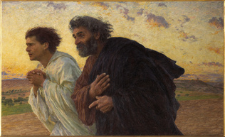 Eugène Burnand - Les Disciples Pierre et Jean courant au Sépulcre le matin de la...