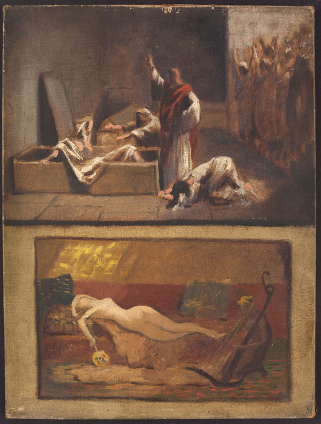 Alphonse Osbert - Deux études : Résurrection de Lazare, et, Femme nue à l'éventa...