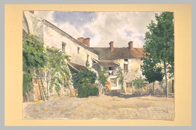 Eugène Louis Henri Chauvin - Cour d'une maison de campagne