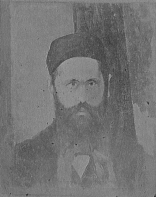 Anonyme - Photographie d'une peinture de Carlo Bugatti : portrait d'un homme bar...