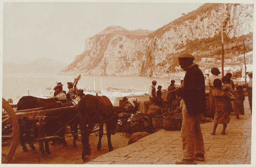 Italie - Arrivage de légumes dans un petit port - Charles Augustin Lhermitte