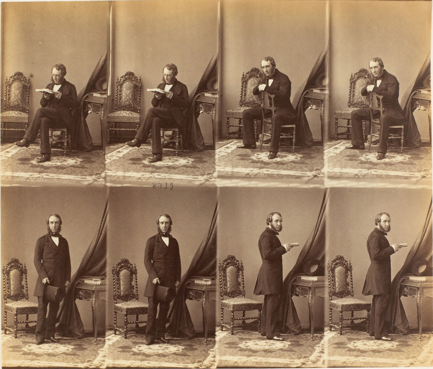 André Adolphe Eugène Disdéri - Lord Delamere en huit poses, quatre assis, quatre...