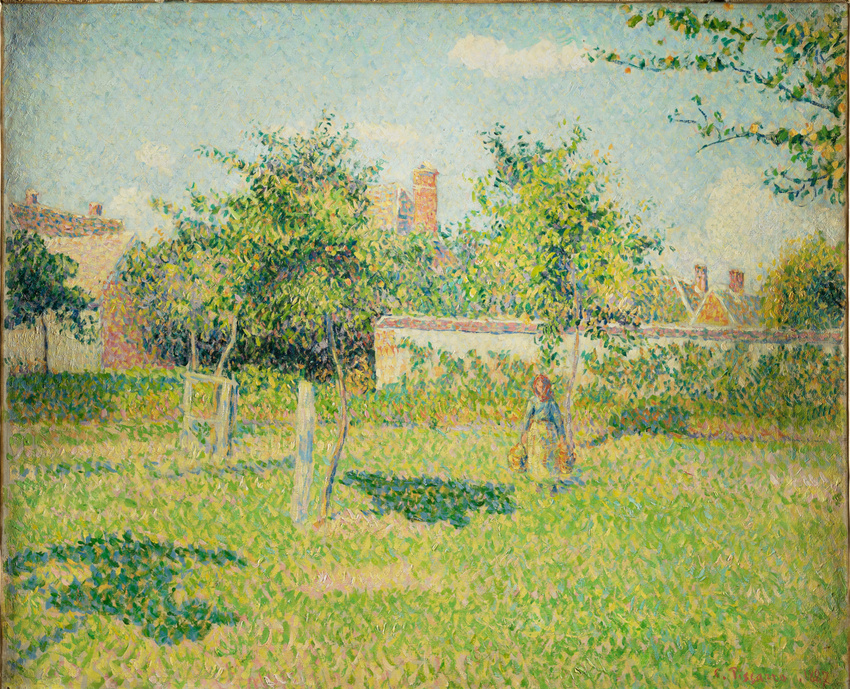 Camille Pissarro - Femme dans un clos, soleil de printemps dans le pré à Eragny