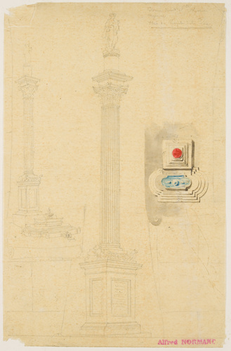 Alfred-Nicolas Normand - Colonne devant Sainte-Marie-Majeure à Rome, deux vues p...