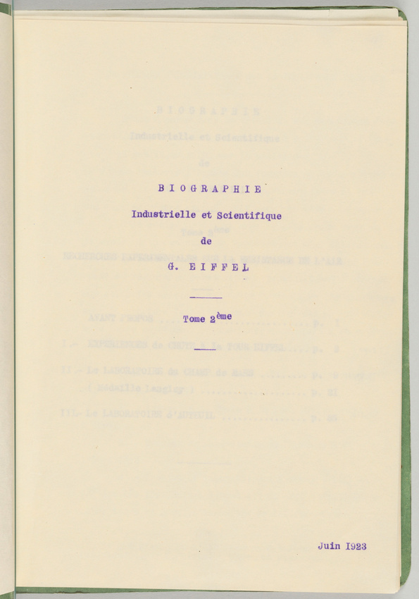 Gustave Eiffel - Biographie scientifique et industrielle. Résistance de l'air