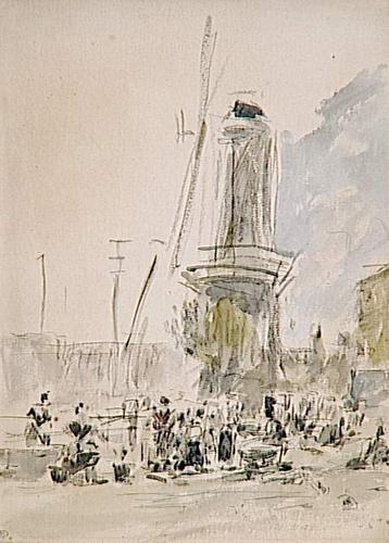 Eugène Boudin - Quai dominé par un moulin à vent, en Hollande
