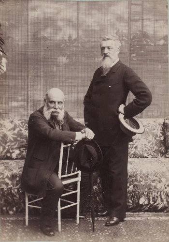 Gustave Popelin - Claudius Popelin, debout, à côté d'un autre homme