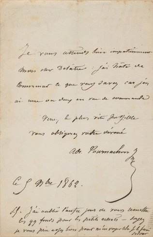 Lettre manuscrite signée d'Adrien Tournachon - Adrien Tournachon