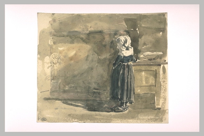 Eugène Boudin - Fillette bretonne dans un intérieur