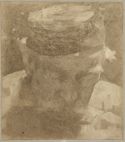 Anonyme - Photographie d'une peinture de Carlo Bugatti : portrait d'un homme à l...