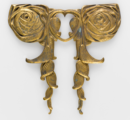 Paul Follot - Plaque à motif de deux roses et chute de feuilles