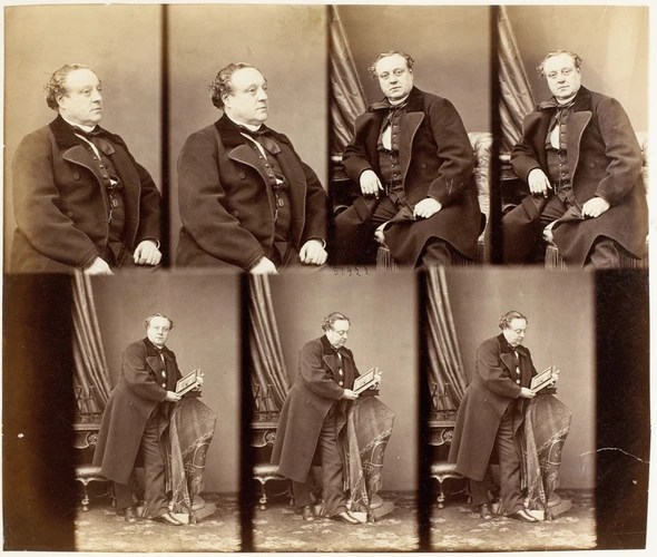 André Adolphe Eugène Disdéri - M. Brindeau en sept poses, quatre assis, trois en...