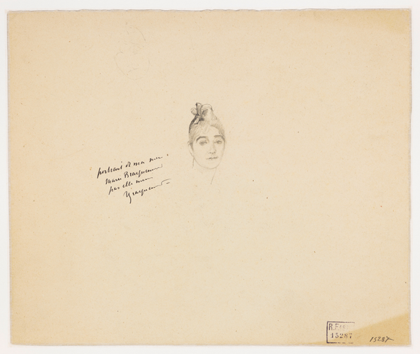 Marie Bracquemond - Autoportrait, et croquis d'une tête d'homme