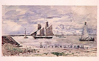 Johan Barthold Jongkind - Flotille de bateaux à l'entrée d'Anvers