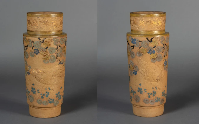Ernest Chaplet - Vase (d'une paire) à décor japonisant