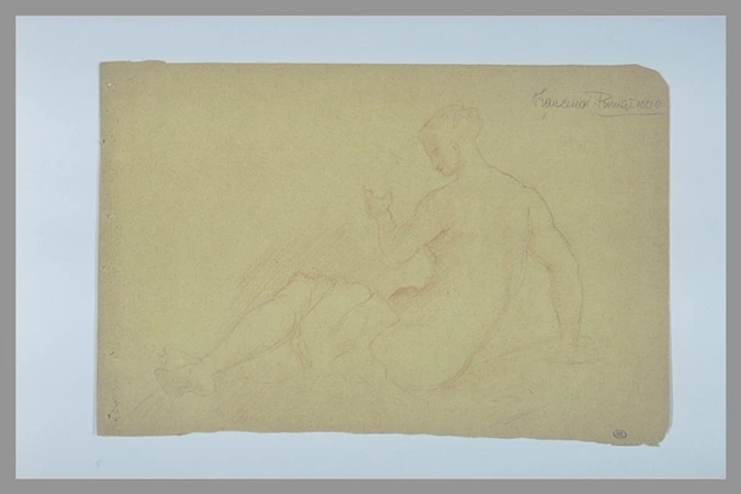 Edgar Degas - Femme nue, assise, une draperie sur les jambes : une naïade ou Amp...