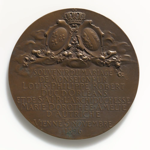 Médaillon commémoratif du duc d'Orléans et de l'archiduchesse d'Autriche, le 5 novembre 1896 (revers du MEDOR 1680) - Frédéric de Vernon