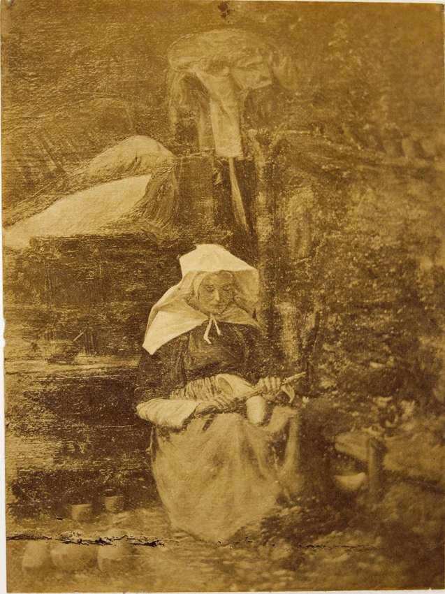 André Adolphe Eugène Disdéri - Peinture représentant une femme fabriquant des sa...