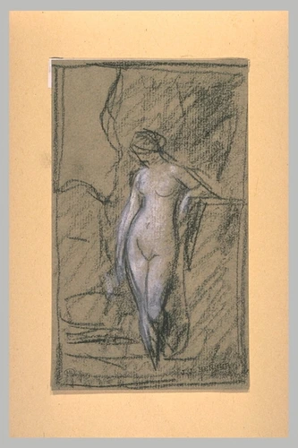 Jean-Jacques Henner - Femme nue, debout, de face, la tête tournée vers la gauche