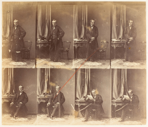 André Adolphe Eugène Disdéri - Sir John Neeld, sa femme et une fille en huit pos...