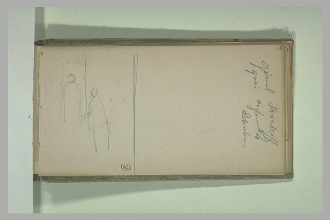 Alphonse de Neuville - Deux silhouettes ; note manuscrite