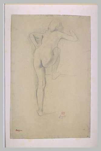 Edgar Degas - Femme nue, de dos, montant dans un char