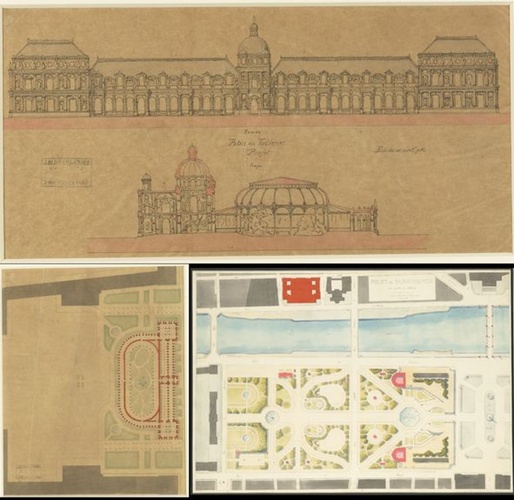 Joseph Olive - Plan du jardin (a), projet de reconstruction partielle du Palais ...