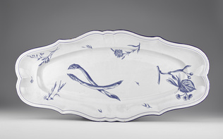 Emile Gallé - Plat à poisson, sevice "Herbier" à simple filet