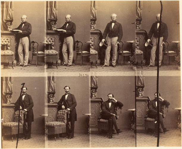 André Adolphe Eugène Disdéri - Mr. Duquesne en huit poses, quatre âgé, quatre pl...