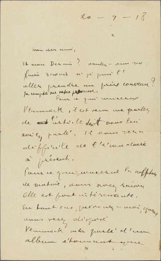 Guillaume Apollinaire - Correspondance manuscrite : Guillaume Apollinaire à Paul...