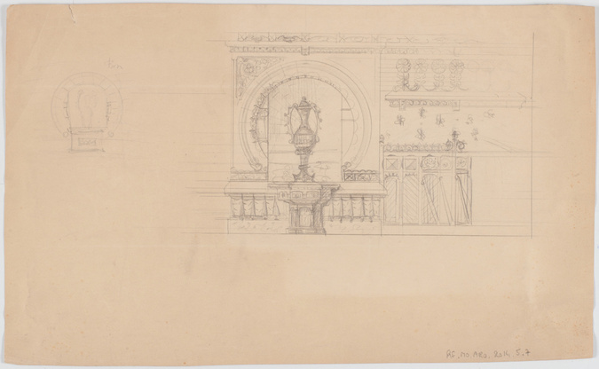 Emile Vaudremer - Paris, Cathédrale grecque rue Bizet ?, étude pour un reliquair...