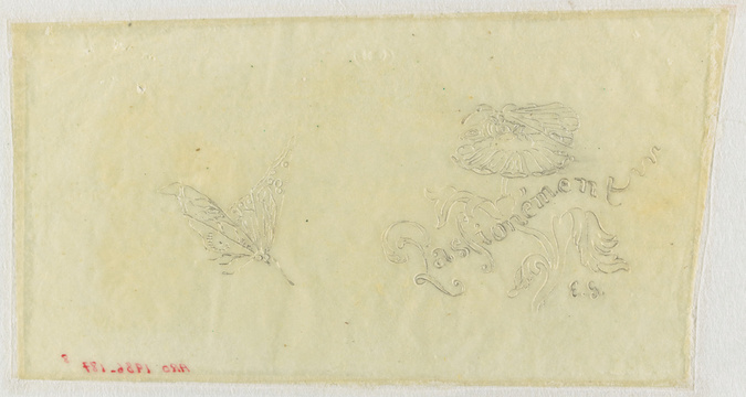 Emile Gallé - Poncif pour le décor Allégories : marguerite, papillon en vol et l...