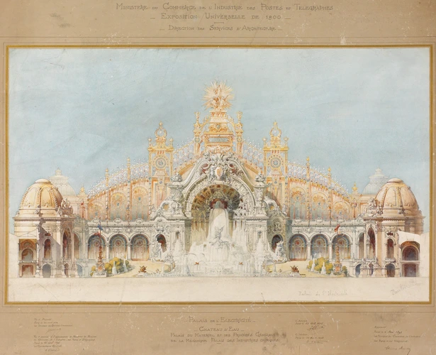 Exposition universelle de 1900, palais de l'Electricité, château d'eau et palais de la Mécanique et des Industries chimiques - Eugène Hénard