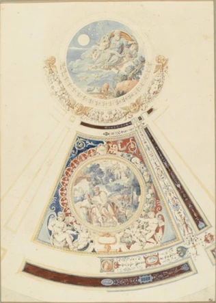 Palais de Caprarola, détail de la voûte de la chapelle - Hippolyte Le Bas