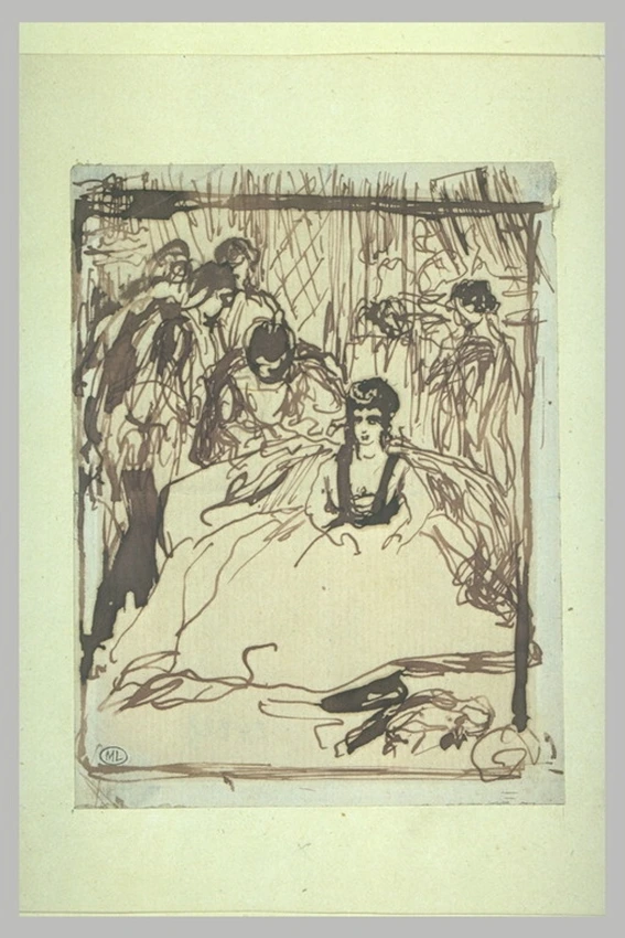Auguste Renoir - Femme assise dans un intérieur, entourée de personnages