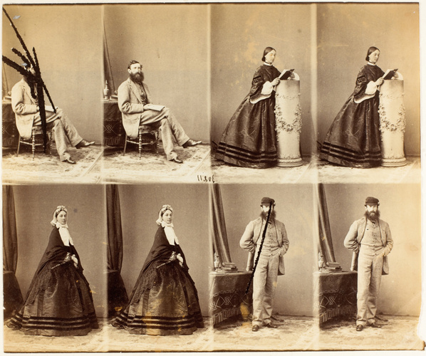 André Adolphe Eugène Disdéri - M. et Mme. Rodes en huit poses, quatre monsieur, ...