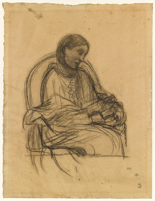 Femme assise dans un fauteuil, vue de trois quarts à droite, lisant - Pierre Puvis de Chavannes