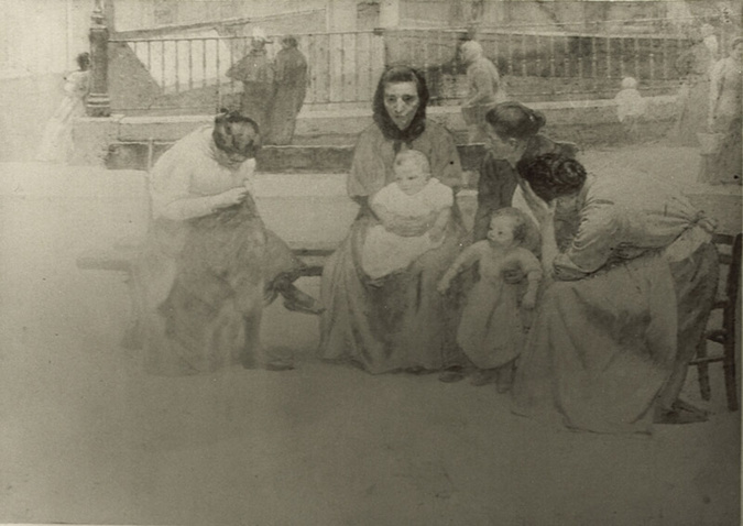 François Guiguet - Trois femmes sur un banc